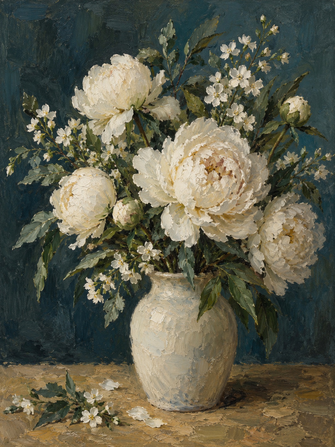 White Flowers — AI-generated test image